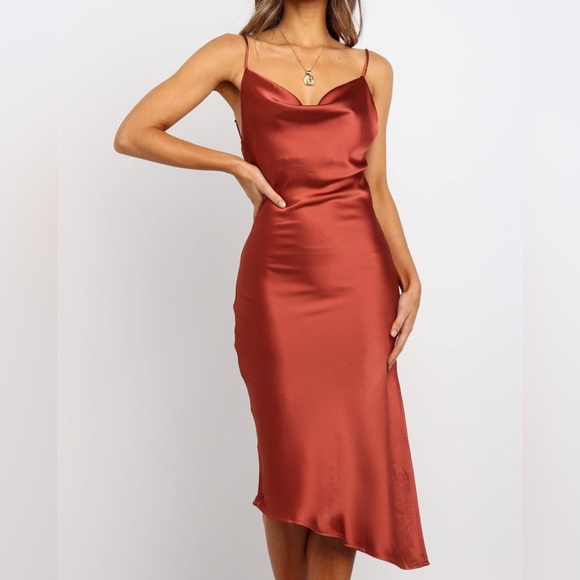 Petal & Pup Rust colored Satin Dress Size 8 - Picture 2 of 13
